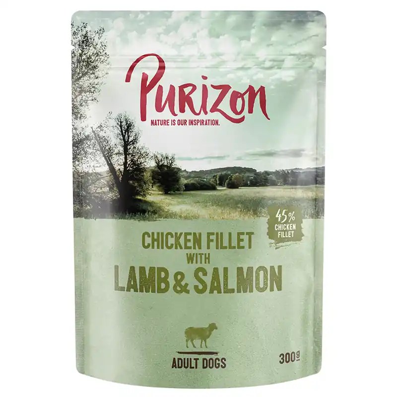 Ekonomipack Purizon Adult 24 x 300 g - Adult Kycklingfilé med lamm, lax, potatis & päron prisnedsättning