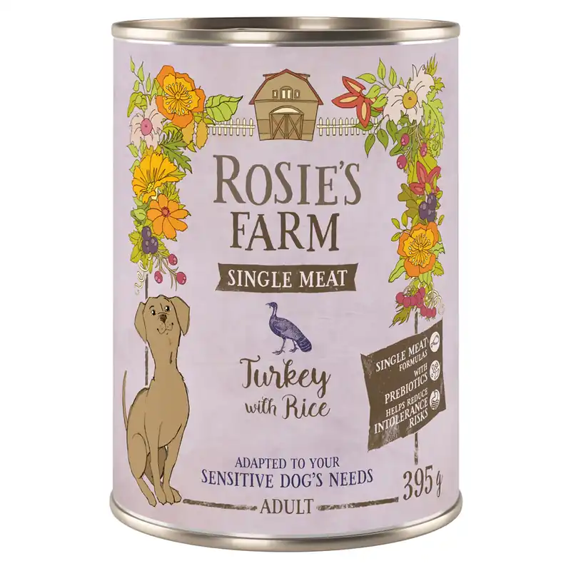 Bästa pris Rosie‘s Farm Single Meat Adult 6 x 395 g - Kalkon & ris