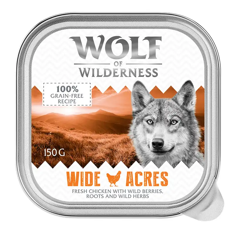 Ekonomipack Wolf of Wilderness Adult - Single Protein 24 x 150 g - Wide Acres - Chicken Kundfavorit