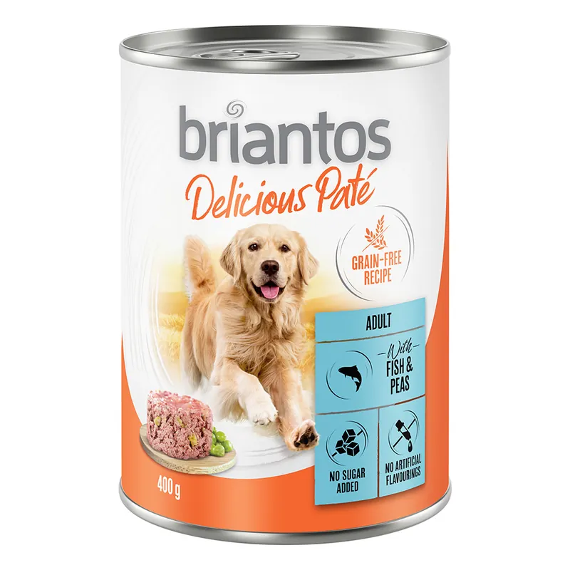 Ekonomipack Briantos Delicious Paté 24 x 400 g - Fisk & ärtor Endast denna vecka