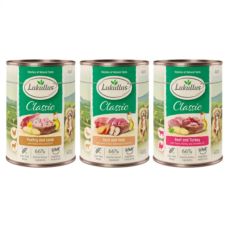 Outlet Blandat provpack Lukullus Adult - Mix Grain Free 6 x 400 g