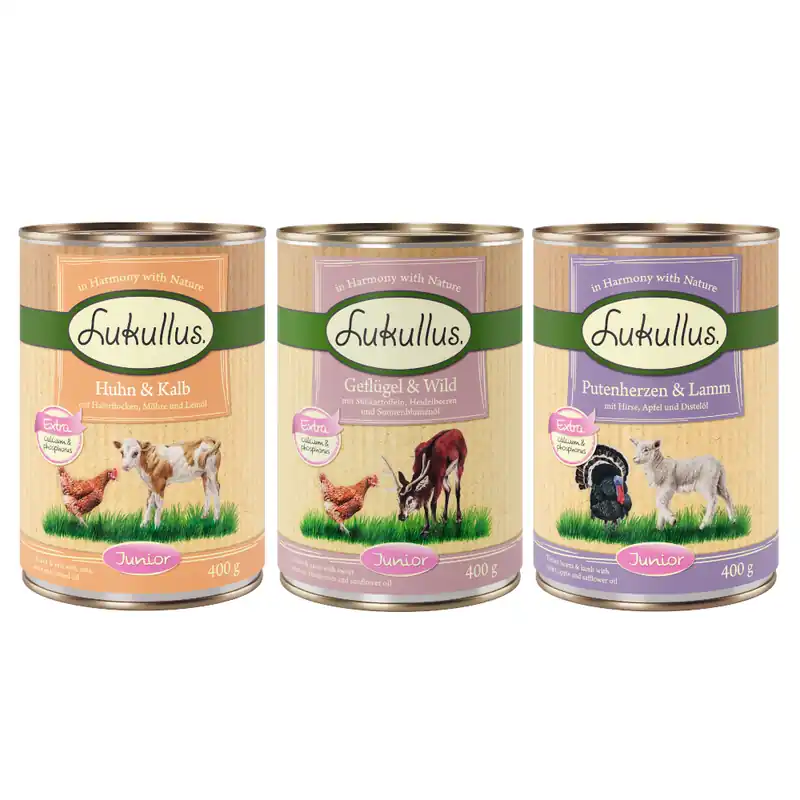 Lukullus Naturkost Junior 6 x 400 g - Mixpack II (3 sorter) Kampanj