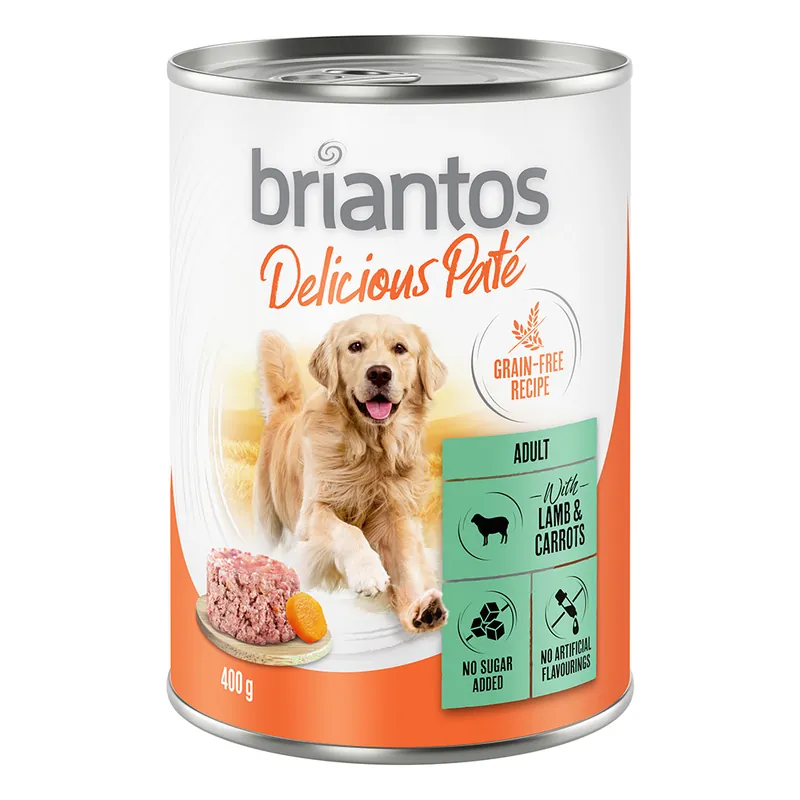 Ekonomipack Briantos Delicious Paté 24 x 400 g - Lamm & morötter Rabatt