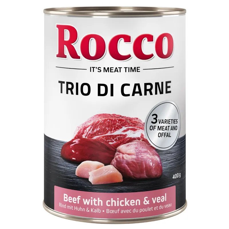 Rea Ekonomipack Rocco Trio di Carne 24 x 400 g - Nötkött, kyckling & kalv