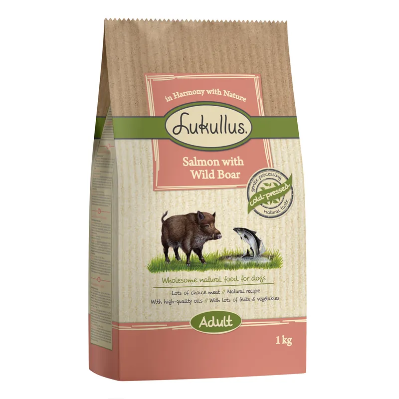 Rabatt Lukullus kallpressat med lax & vildsvin - 5 x 1 kg