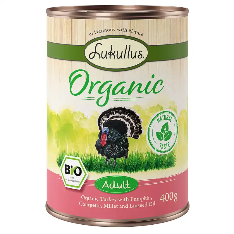 Rea Lukullus Organic Adult ekologisk kalkon & ekologisk zucchini (glutenfritt) - 6 x 400 g