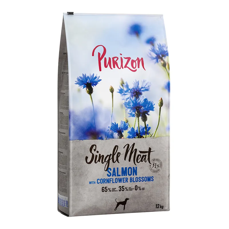 Begränsat erbjudande Purizon Single Meat Salmon & Spinach with Cornflower Blossoms - Ekonomipack 2 x 12 kg
