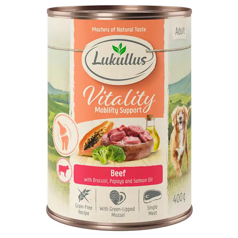 Lukullus Vitality Joint Nötkött (spannmålsfritt) - 6 x 400 g Säker betalning