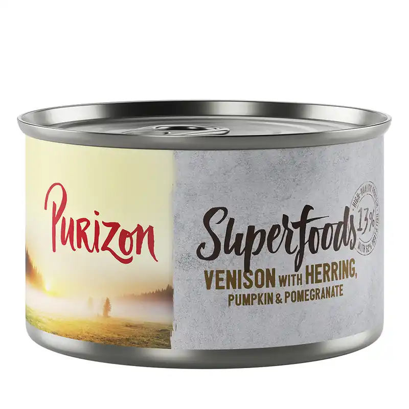Begränsat erbjudande Purizon Superfoods 6 x 140 g - Vilt med sill, pumpa & granatäpple