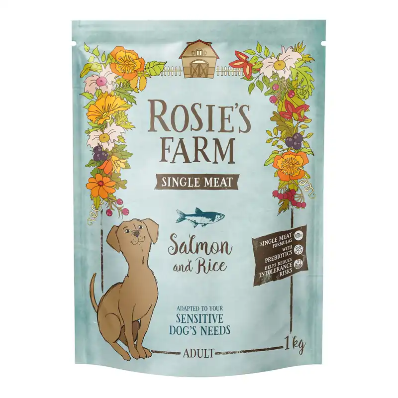 Kampanj Rosie‘s Farm Single Meat Adult Lax & ris - 1 kg