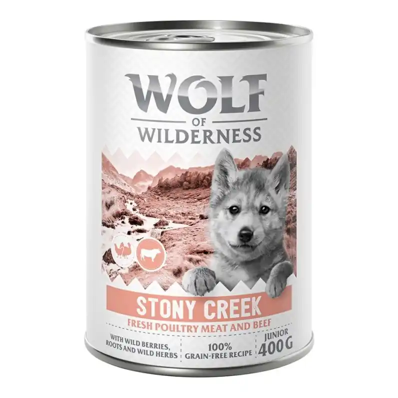 1 x 400 g Wolf of Wilderness Junior "Expedition" Stony Creek - Fjäderfä & nötkött - Junior Stony Creek - Fjäderfä & nötkött Köp online