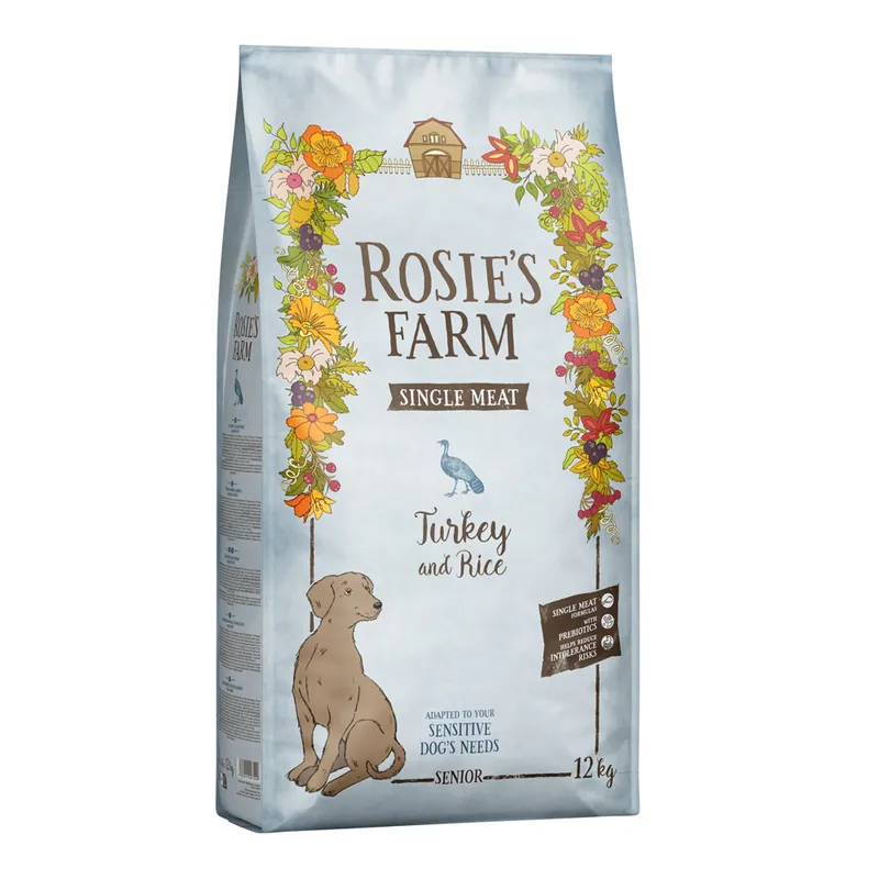 Expressleverans Rosie‘s Farm Single Meat Senior Kalkon & ris - 12 kg