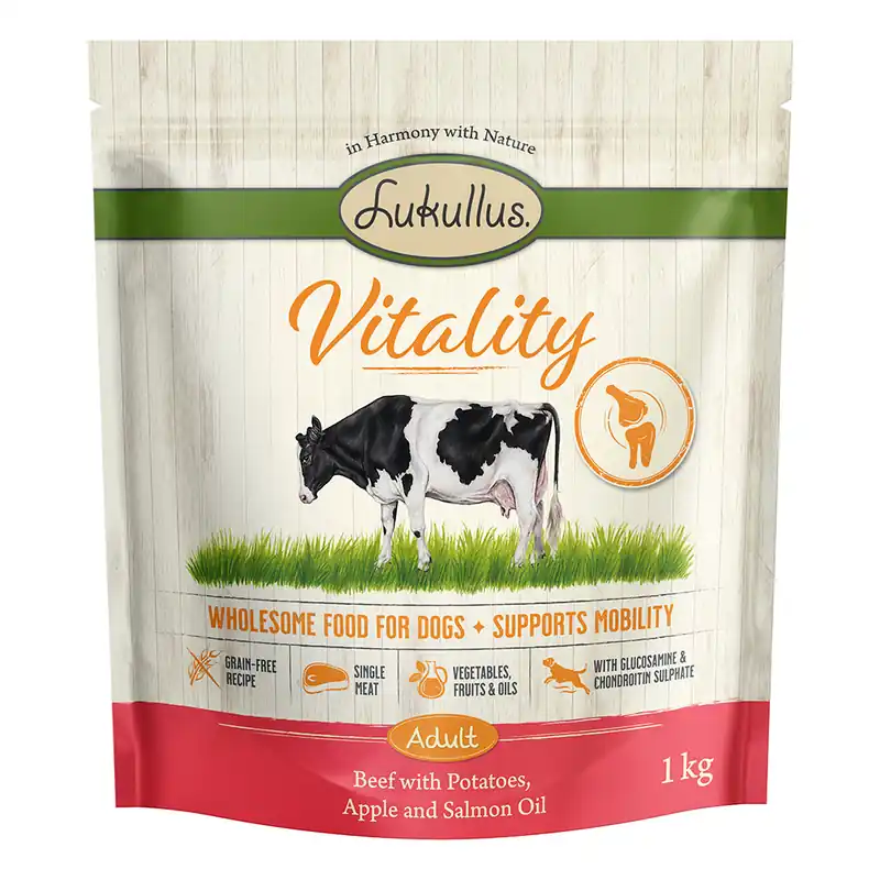 Trygg betalning Lukullus Vitality Mobility med nötkött (Grain Free) - 1 kg
