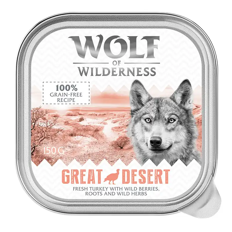 Ekonomipack Wolf of Wilderness Adult - Single Protein 24 x 150 g - Great Desert - Turkey Outlet