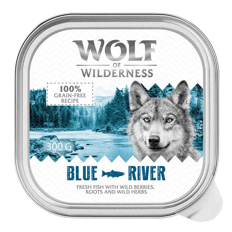 Ekonomipack Wolf of Wilderness Adult - Single Protein 24 x 300 g - Blue River - Fish Kundfavorit