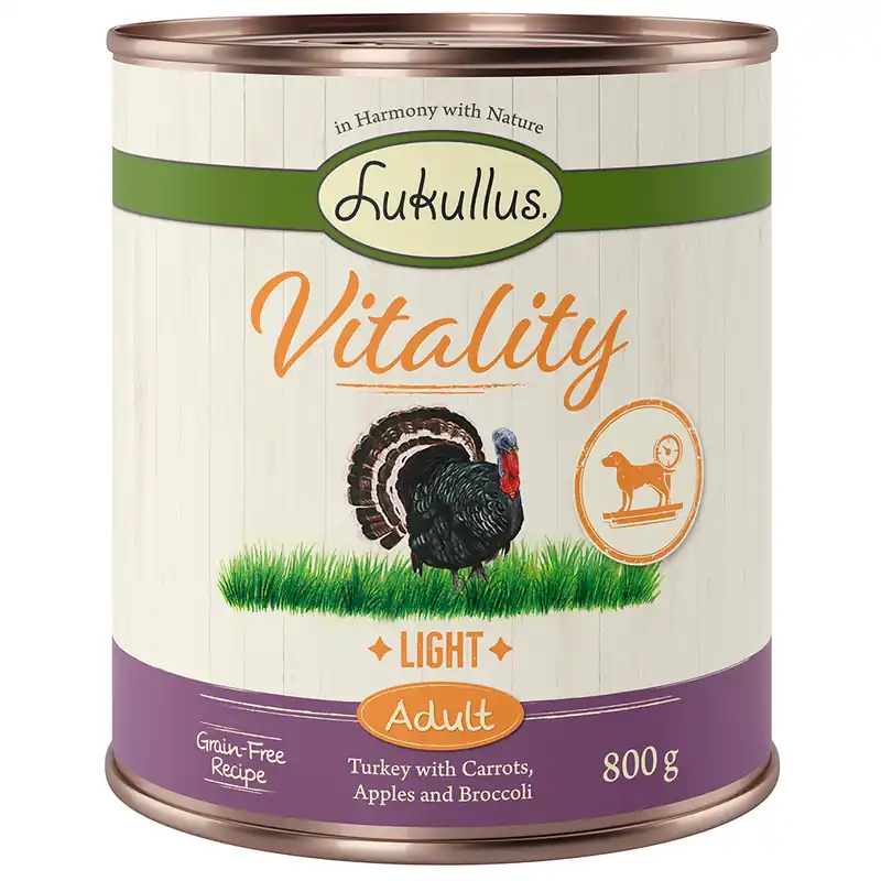 Trygg betalning Ekonomipack Lukullus Vitality 24 x 800 g - Light Kalkon (spannmålsfritt)