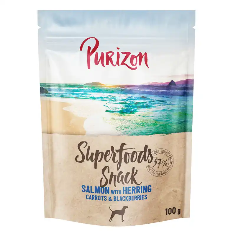 Purizon Superfoods Snack hund 100 g - Lax med sill, morötter & björnbär 100 g Begränsat erbjudande