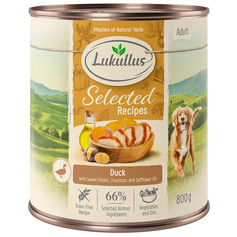 Premium Lukullus Selected Recipes fina ankhjärtan - 6 x 800 g