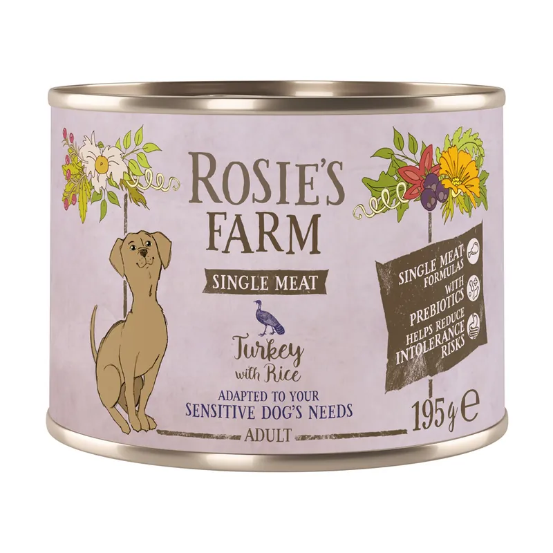 Erbjudande Rosie‘s Farm Single Meat Adult 6 x 195 g - Kalkon & Ris