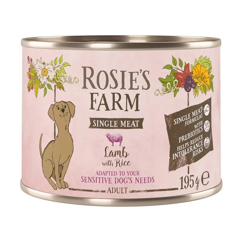 Rosie‘s Farm Single Meat Adult 6 x 195 g - Lamm & Ris Snabb frakt