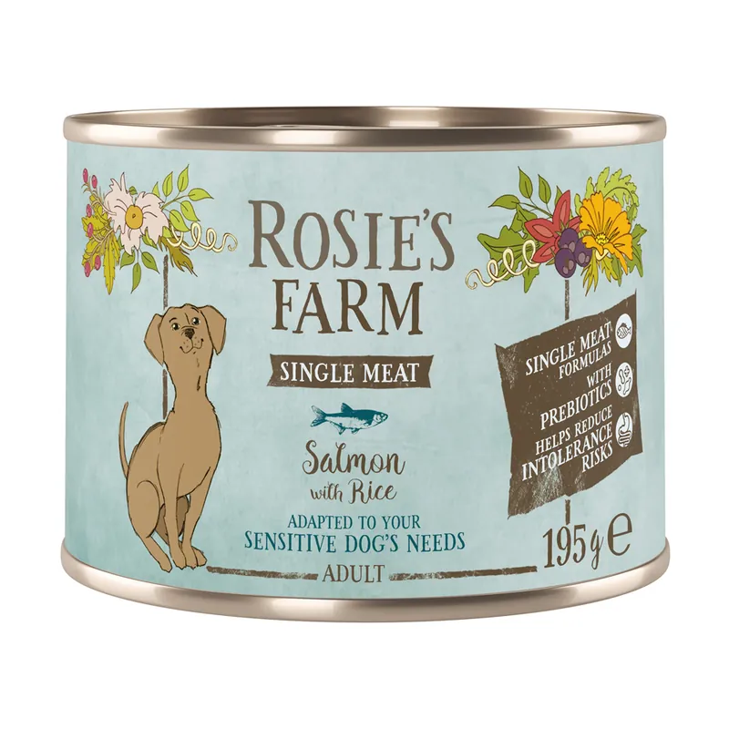 Snabb leverans Rosie‘s Farm Single Meat Adult 6 x 195 g - Fisk & Ris