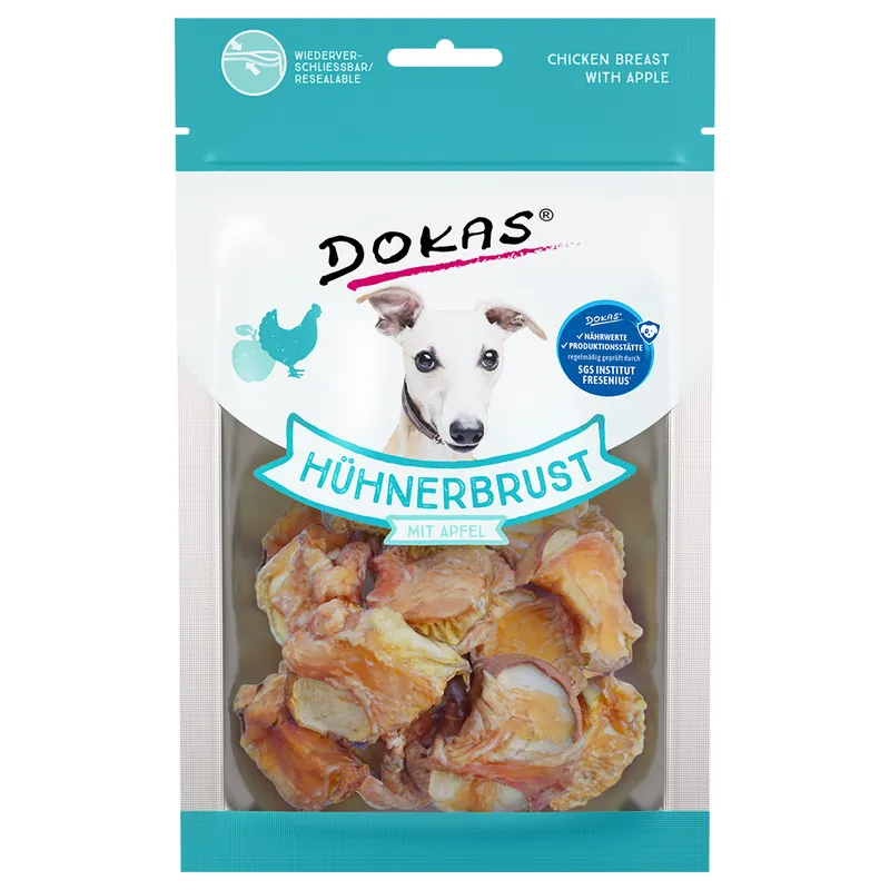 Kampanj Dokas tuggodis Kycklingbröst & äpple - 3 x 70 g