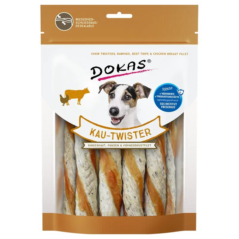 Billig Dokas Twister tuggpinnar - Oxhud, våm & kycklingbröst 200 g