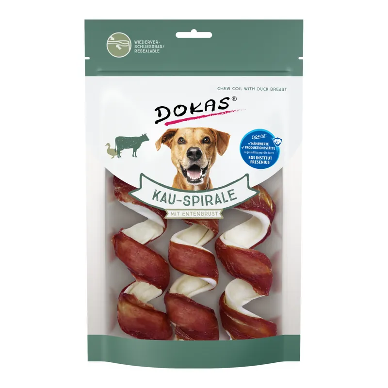 Dokas tuggspiraler med ankbröst - 3 stycken (110 g) Expressleverans