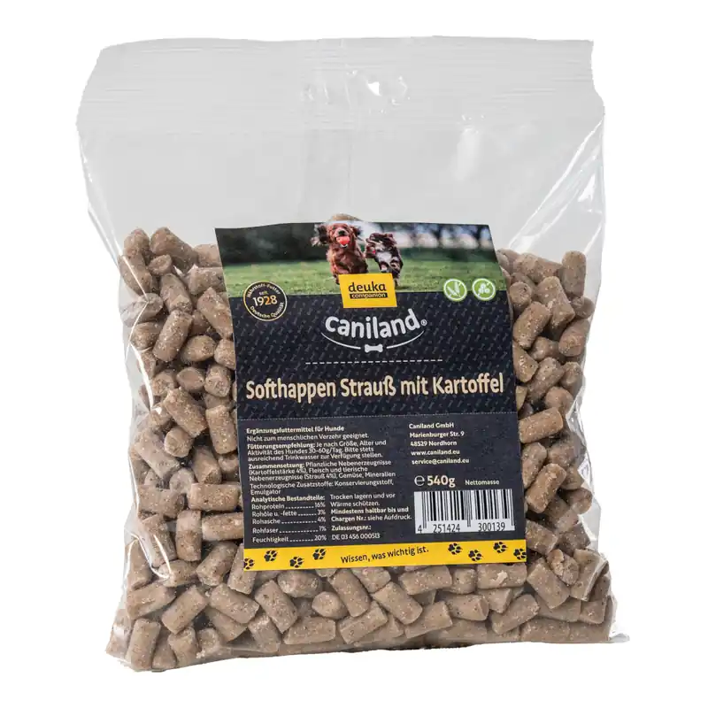 Caniland Soft bitar med struts, spannmålsfria - 2 x 540 g Handla nu