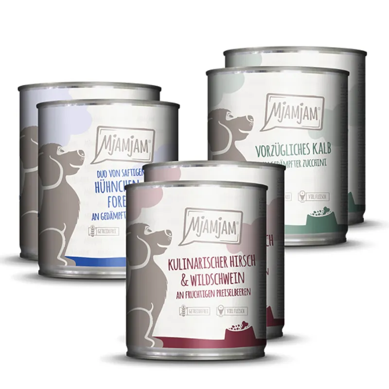 MjAMjAM Adult Dog 6 x 800 g - Mixpack I (3 sorter) I lager