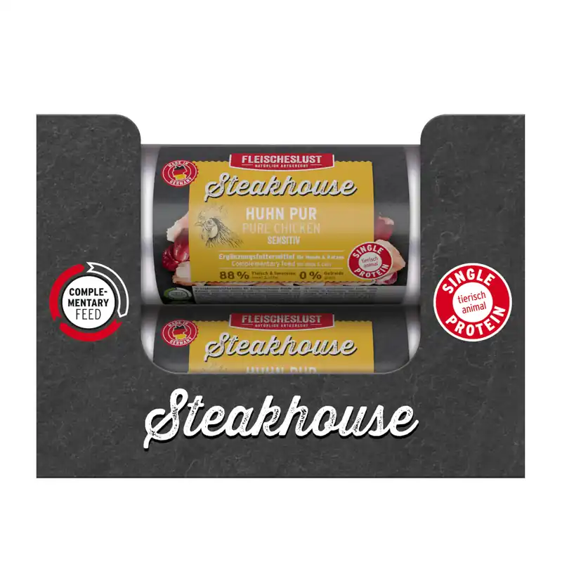 Beställ idag Fleischeslust Steakhouse Sensitive 12 x 500 g - Ren kyckling