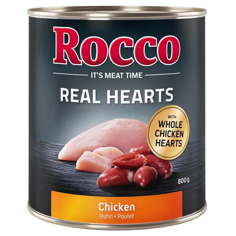 Bästa pris Ekonomipack Rocco Real Hearts 24 x 800 g - Kyckling med hela kycklinghjärtan