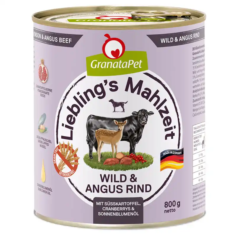 Billig Ekonomipack GranataPet Liebling‘s Mahlzeit 12 x 800 g - Vilt & Angus nötkött