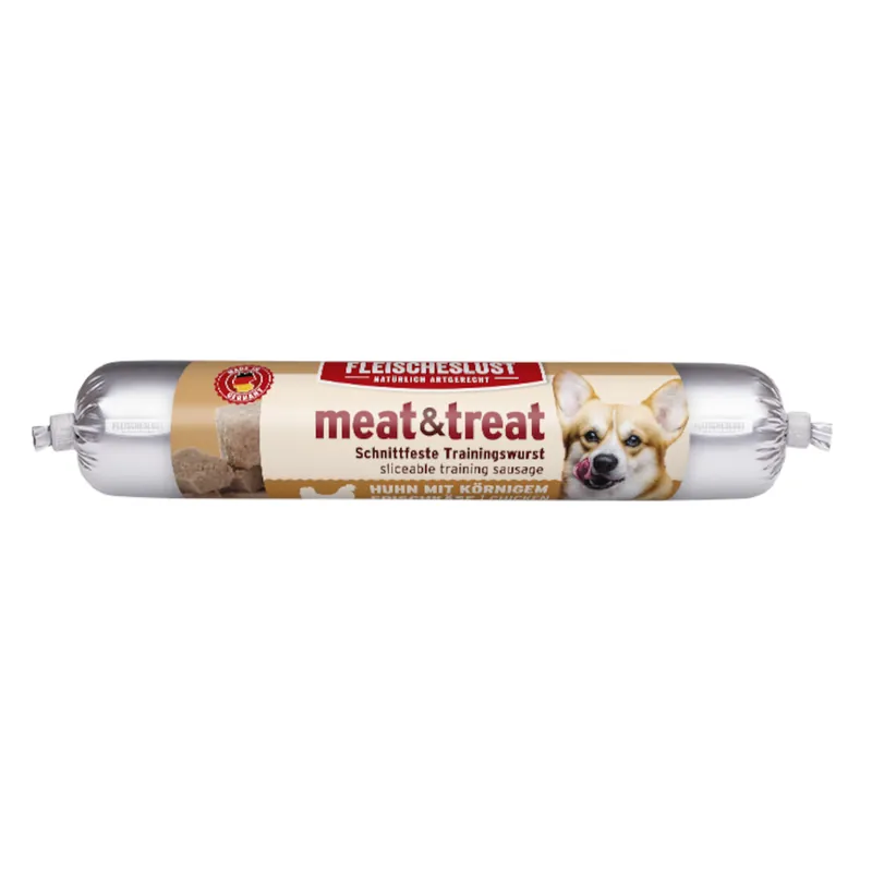 Endast denna vecka Fleischeslust meat & treat träningskorv - Kyckling med keso 80 g