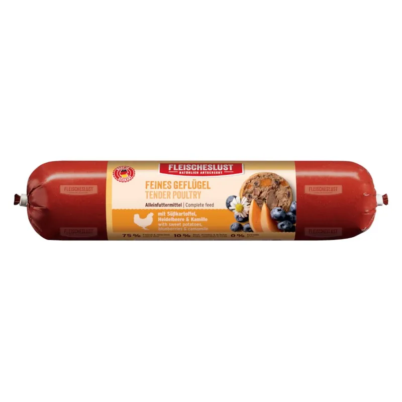 Fleischeslust Classic 8 x 400 g - Fint fjäderfä med sötpotatis, blåbär & kamomill Reapris