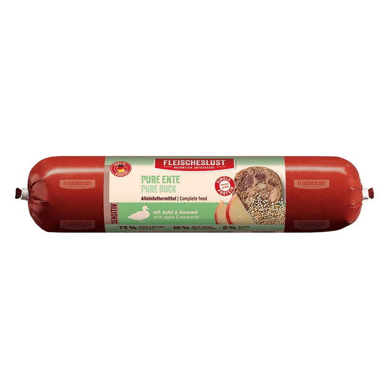 Fleischeslust Sensitive 6 x 800 g - Ren anka med äpple och amarant Utförsäljning