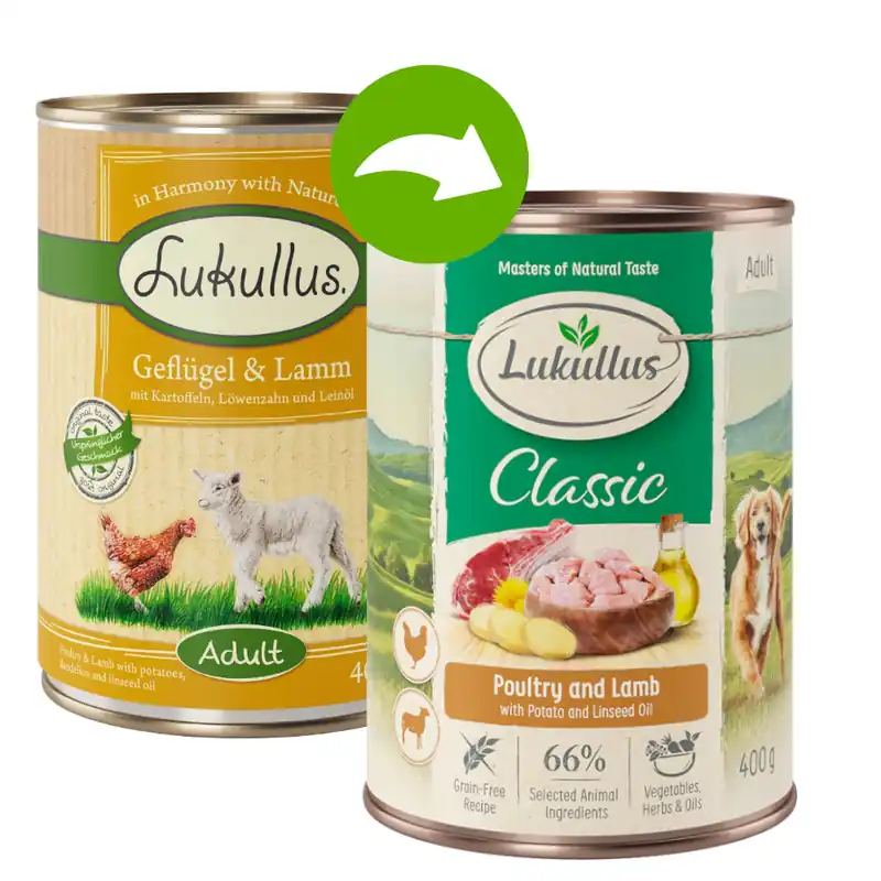 Ekonomipack Lukullus Naturkost 12 x 400 g - Blandpack II, 2 sorter Snabb leverans