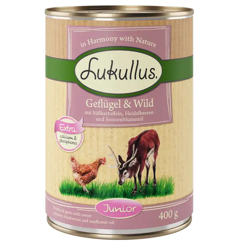 Endast denna vecka Lukullus Naturkost Junior Grain Free - 6 x 400 g