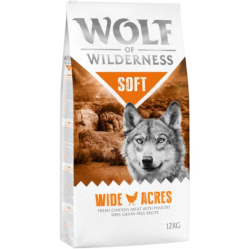 Rea Ekonomipack 2 x 12 kg Wolf of Wilderness hundmat - Soft - Wide Acres - Chicken