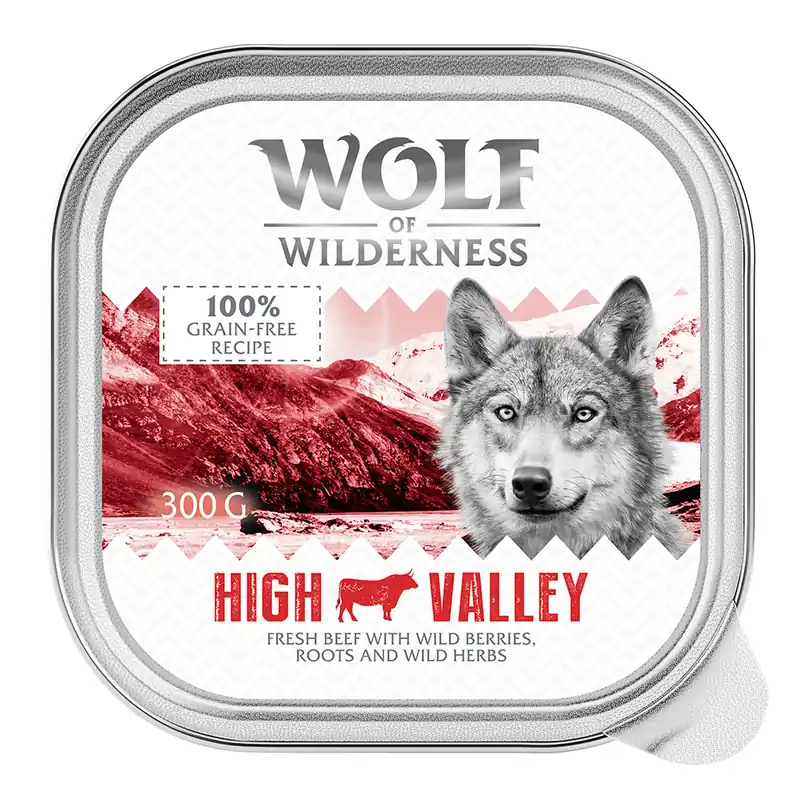 Ekonomipack Wolf of Wilderness Adult - Single Protein 24 x 300 g - High Valley - Beef Kundfavorit