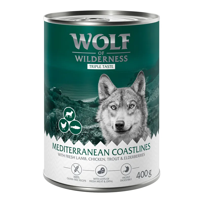 Begränsat erbjudande Ekonomipack Wolf of Wilderness The Taste Of 24 x 400 g - The Taste Of The Mediterranean