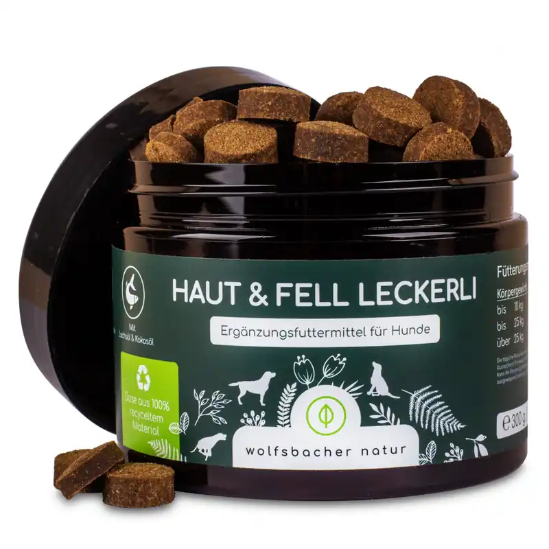 Wolfsbacher Natur Leckerli hud & päls - 300 g Lägg i varukorgen