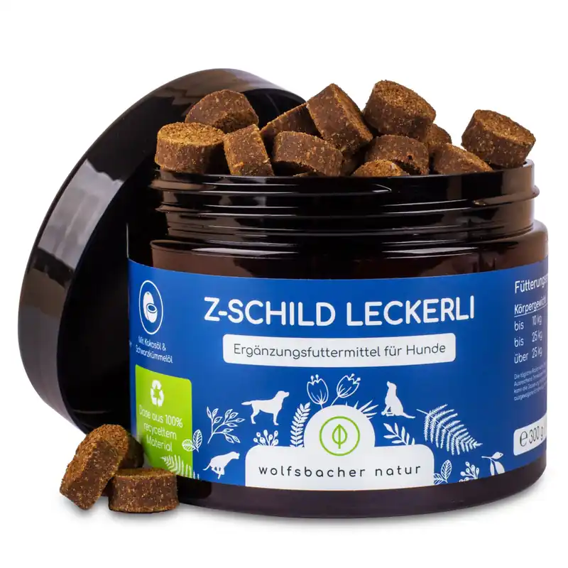 Wolfsbacher Natur Z-Schild Leckerli hud & päls - 300 g Handla nu