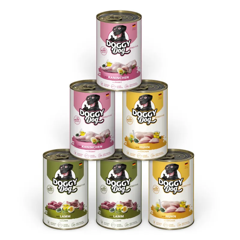 Lågt pris Ekonomipack Doggy Dog Adult 24 x 400 g - Mixpaket Sensitive (3 sorter)