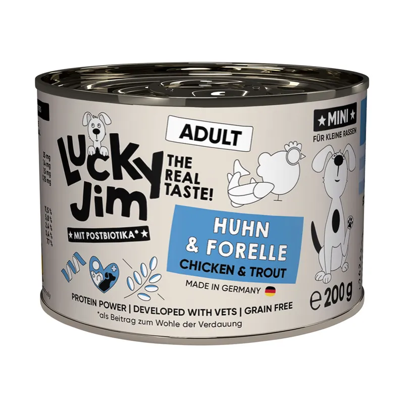 Ekonomipack Lucky Jim MINI Adult 24 x 200 g - Kyckling & öring Handla nu