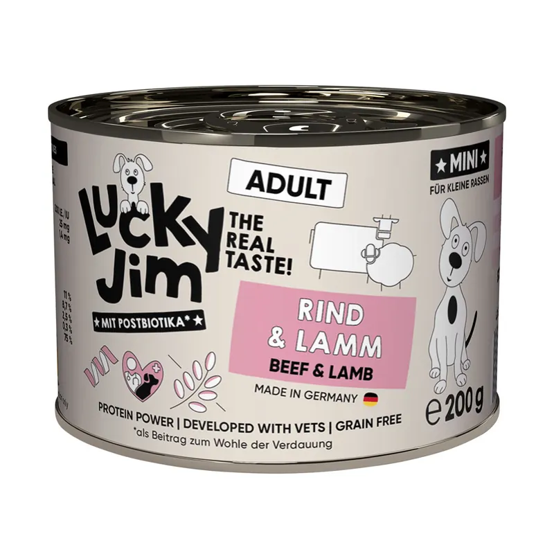 Beställ nu Ekonomipack Lucky Jim MINI Adult 24 x 200 g - Nötkött & lamm