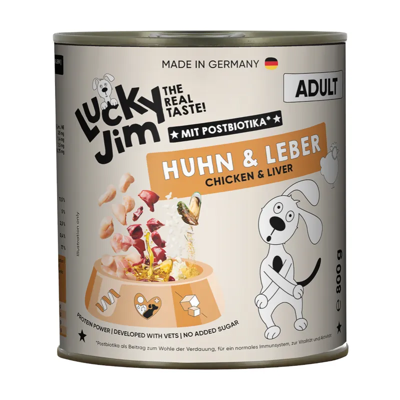 Ekonomipack Lucky Jim Adult 24 x 800 g - Kyckling & lever prisnedsättning