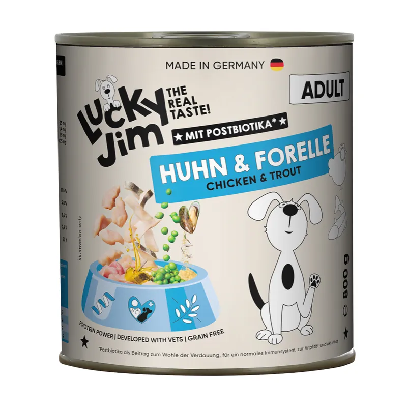 Ekonomipack Lucky Jim Adult 24 x 800 g - Kyckling & öring Erbjudande