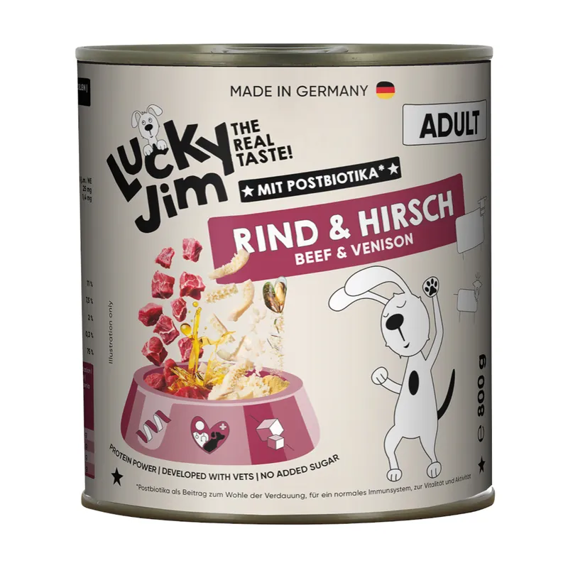 Sänkt pris Ekonomipack Lucky Jim Adult 24 x 800 g - Nötkött & hjort