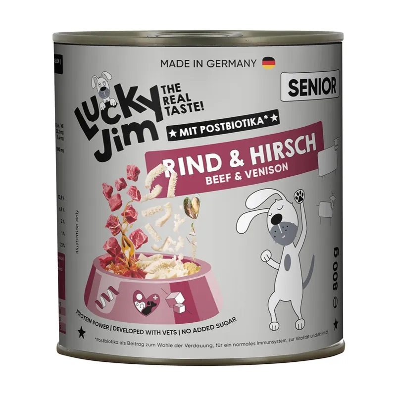 Lucky Jim Senior 6 x 800 g - Nötkött & hjort Sänkt pris